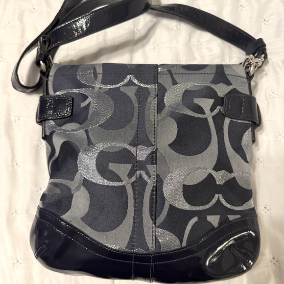 Coach Signature Crossbody Bag - Navy & Grey with Chain Detail - Picture 4 of 4